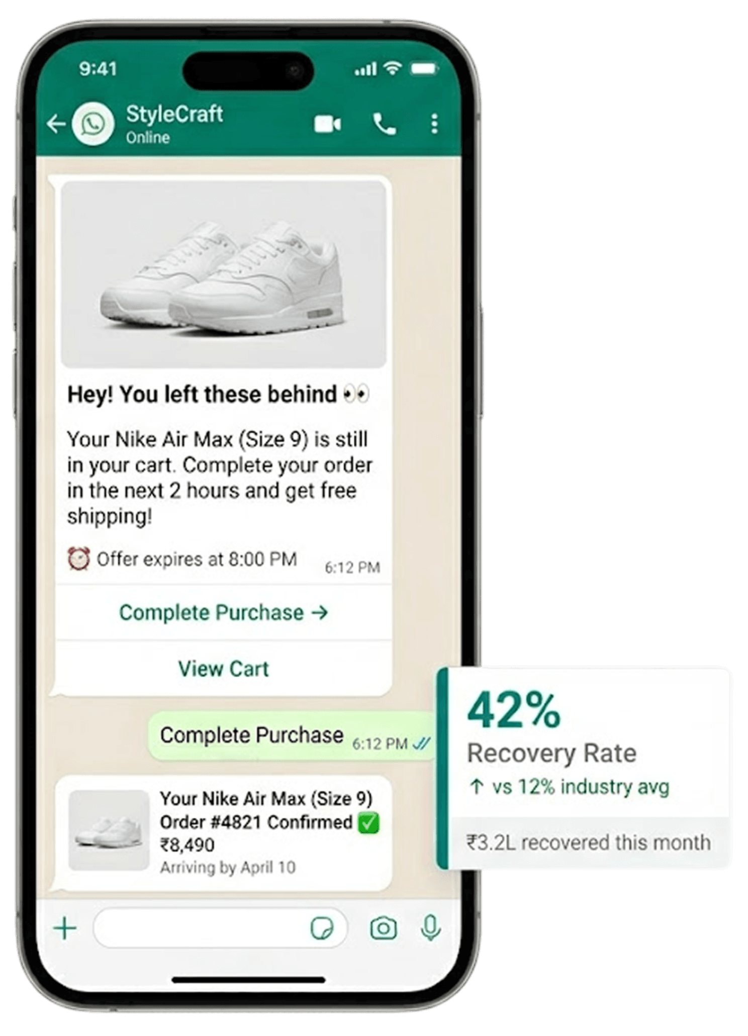 Order Confirmations & Delivery Updates — phone mockup