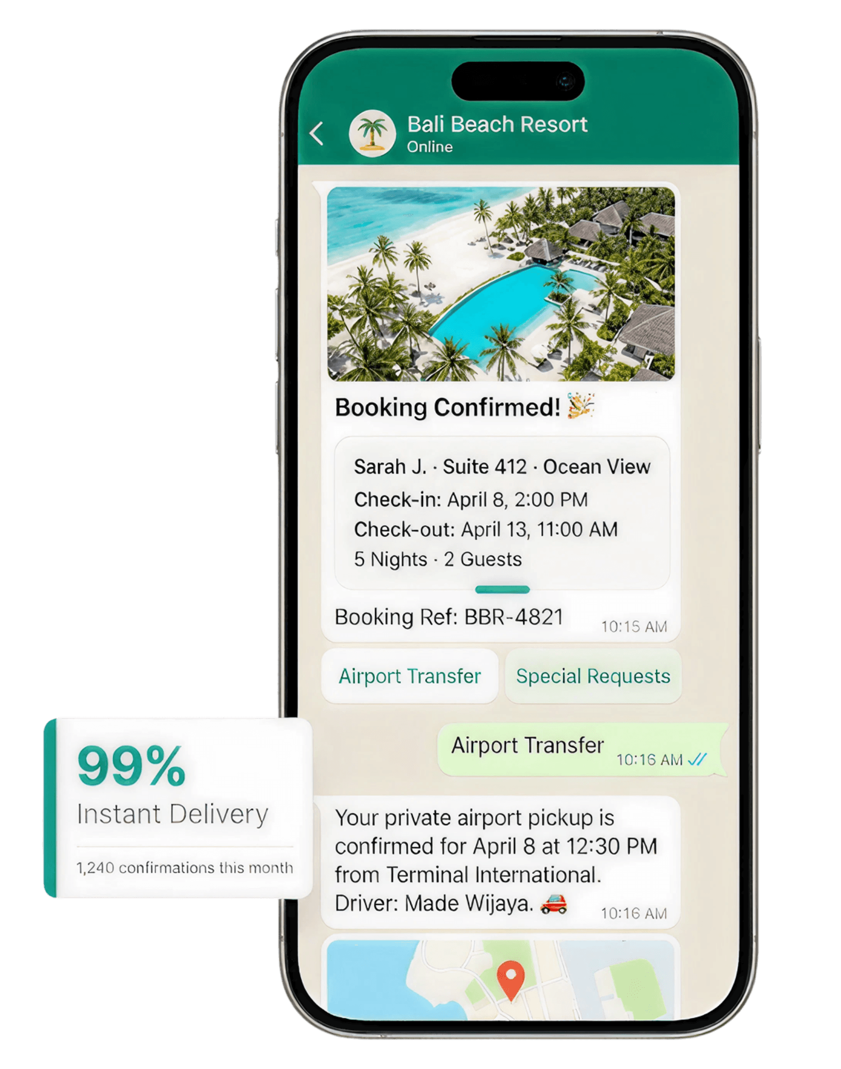 Booking Confirmations — phone mockup