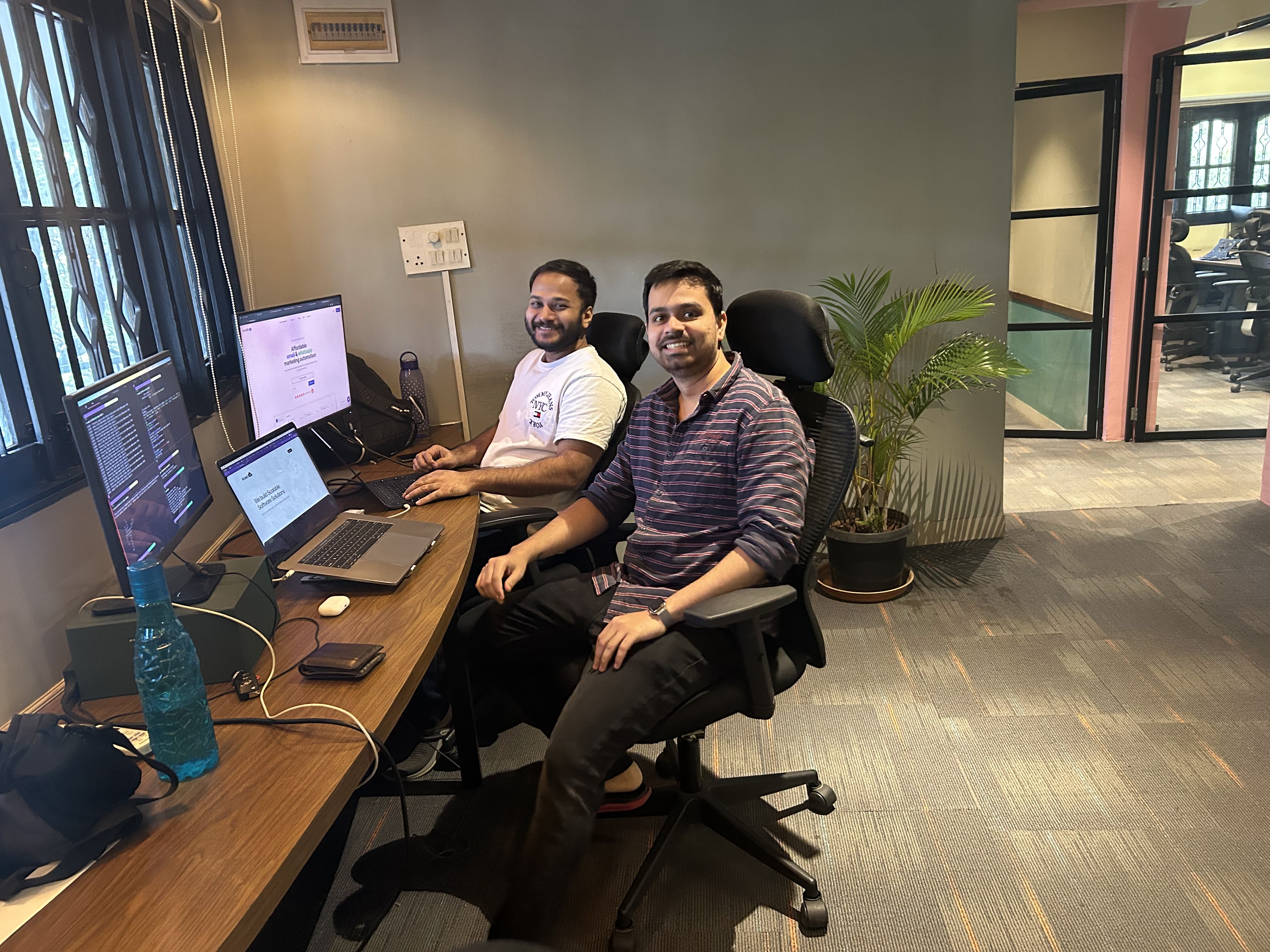 CampaignHQ founders Ankit and Vishal in their first office